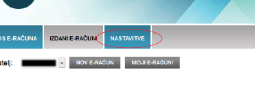 Za urejanje izgleda e-računa najprej kliknite NASTAVITVE v zgornjem meniju.